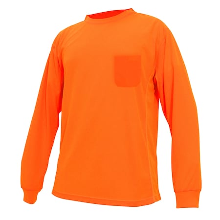 Ge Hi-Vis Long Sleeve T-Shirt, Birdseye Knit Polyester, Orange, S GS108OS